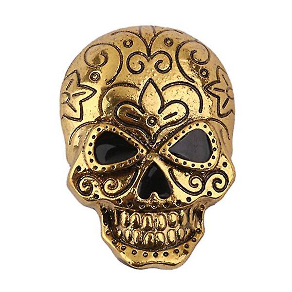 Skull Brosch Pin Halloween Party Favor Dekoration (antik guld) Gyllene Golden