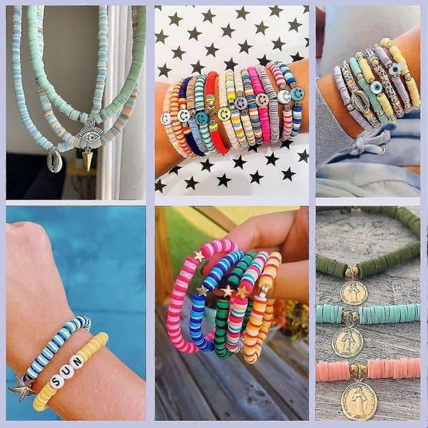 1 Set Clay Beads Kit For Bracelet Making, Round Spacer Beads Preppy Beads--