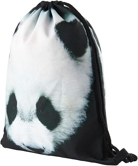 Drawstring Bags Waterproof Drawstring Bag Adjustable Lightweight Gym School Drawstring Backpack for Sports (Panda)