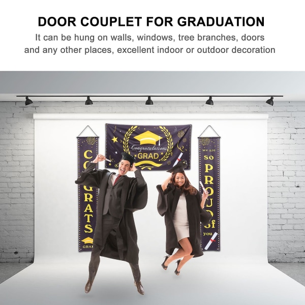 1 Sett Graduation Banner - Dørbanner med Tema for Graduation - Dekorativt Party Banner BS001180X90CM BS001 180X90CM