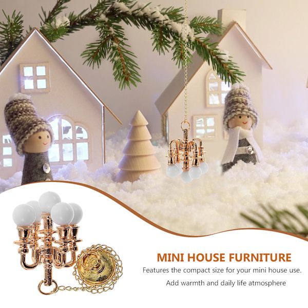 Mini Taklampe Mini Hus Taklampe Rekvisitt Delikat Mini Taklampe Hengelampe Mini Hus TilbehørG Golden 14X2.3X2CM