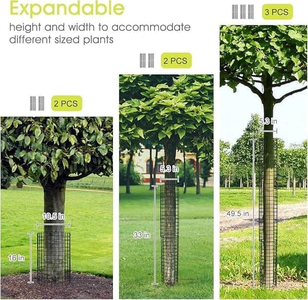 12-pack Tree Trunk Protectors – 42×37cm Protection with Cable Ties & Ground Spikes, Stackable & Expandable Tree Guard_TF_TF 12-Pack 12-Pack