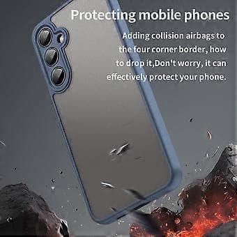 För Samsung Galaxy A55 5G Mobilskal Stötsäkert Luftkuddar Frostat Transparent PC+TPU Baksida Blå Blue