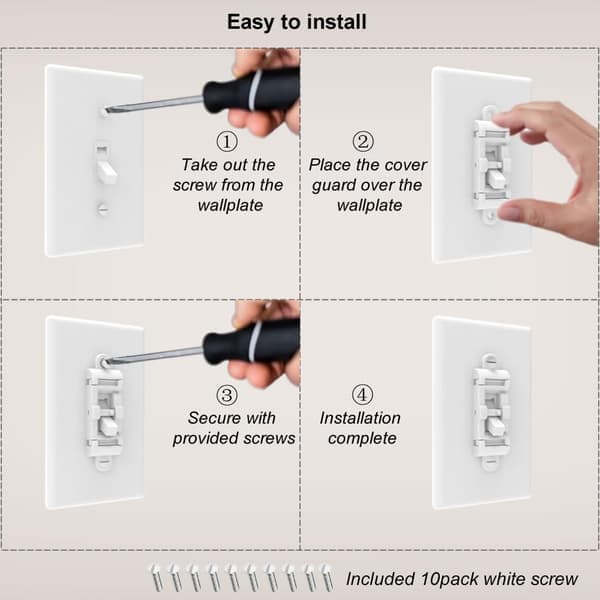 Barnesikker bryterbeskyttelse 5-pakning - Uknuselig vippebryterbeskyttelse for barnesikkerhet Smart Home