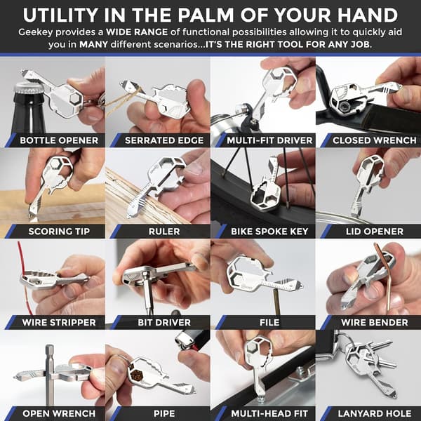 Key-shaped multi-tool - 16+ stainless steel tools in a compact and practical tool, perfect as a gift