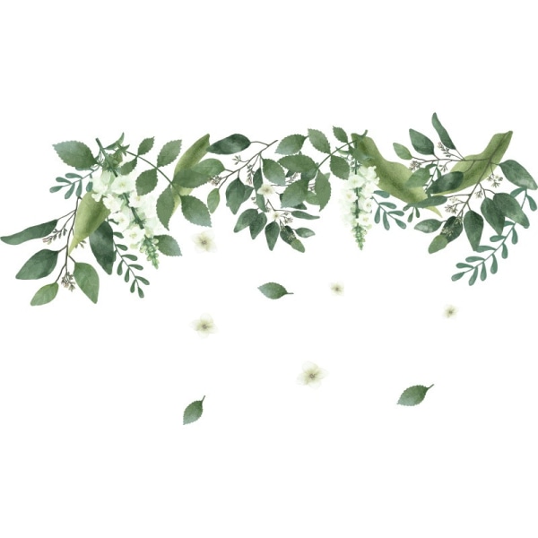 Hængende grønne vinranker vægklistermærker, eukalyptus blade planter vægklistermærker til børneværelset, kreativ aftagelig skræl og stick-30*90 cm