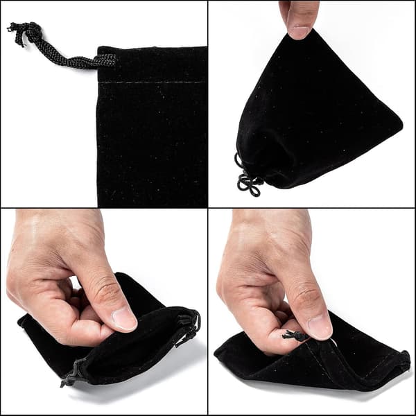 5 stk. fløjlsgaveposer til smykker til salg 3,9x4,7 tommer sorte snøreposer mini terning øreringe ure opbevaring bryllupsgave 12x10cm Black 12x10cm