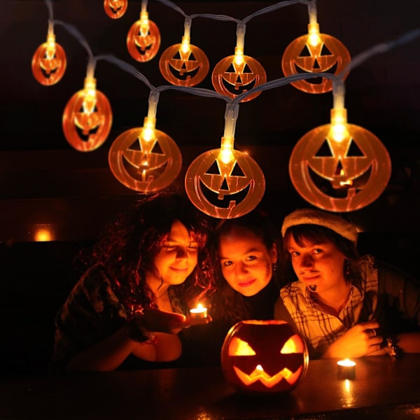300CM 20 LED Gresskar Lyslenke, Vanntette Oransje Lyslenker for Innendørs/Utendørs, Hjem, Halloween Dekorasjoner
