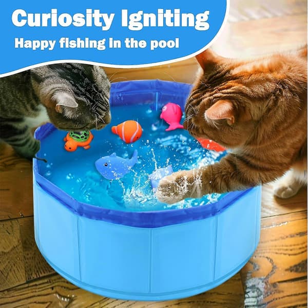 Cat Pool with Fish Toys Interactive Water Bowl for Indoor Pets