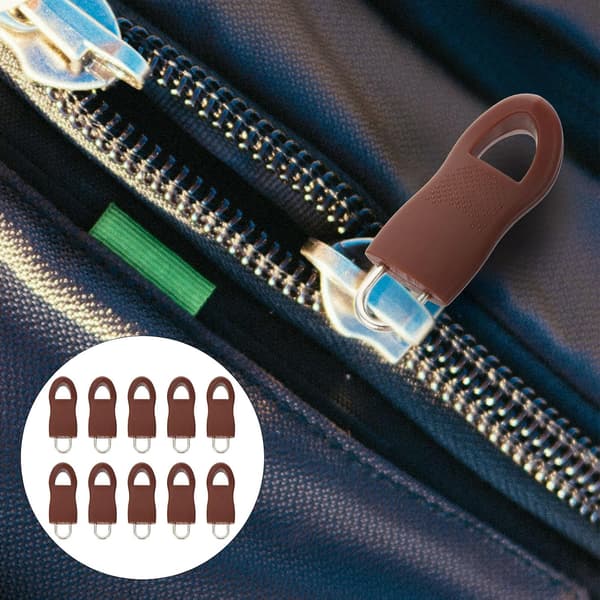 Removable Zipper Pulls Repair Handle 10 Pcs Brown DIY Bag Accessories