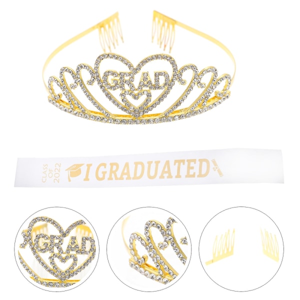 Sort Rhinestone Bælte Glitter Graduation Sash Glitter Graduation Tiaras Graduation Kostume White 160X9.5CM