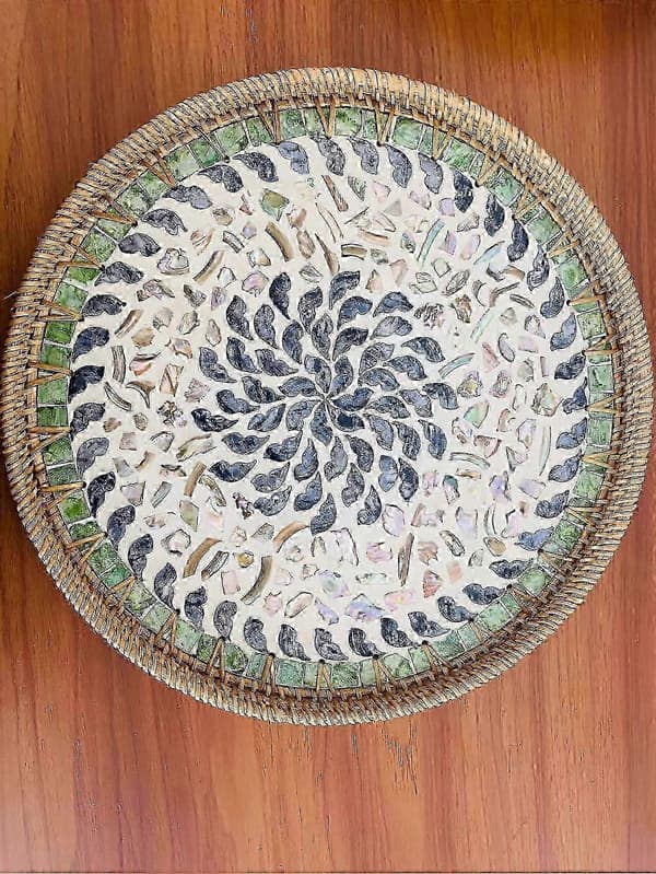 Serving Tray Round Woven Fruit Basket Decorative Rustic Storage Tray Decoration 26s