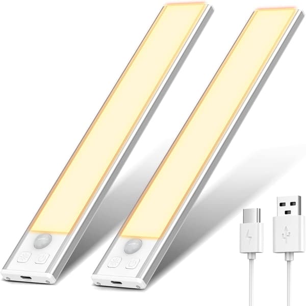 Wardrobe Lamp, Rechargeable LED Interior Light for Wardrobe, Wireless, Dimmable LED Lamp with Motion Sensor. (20.5 CM - 2 Pieces, 3000K)