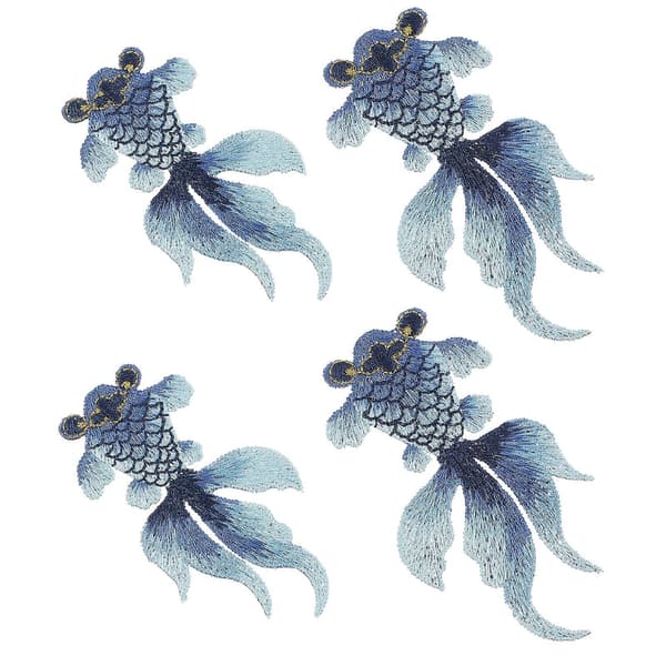 4 stk. broderte merker Gullfiskdesign Klesmerker DIY Klesdekorasjon_tfrf