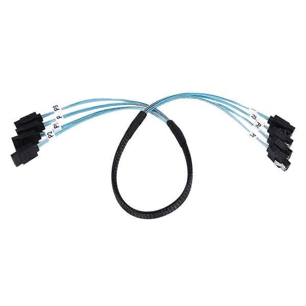 SAS-kabel Sata-kabel Høy Hastighet 6Gbps 4 Porter/Sett Høy Kvalitet for Server 0,5 Meter