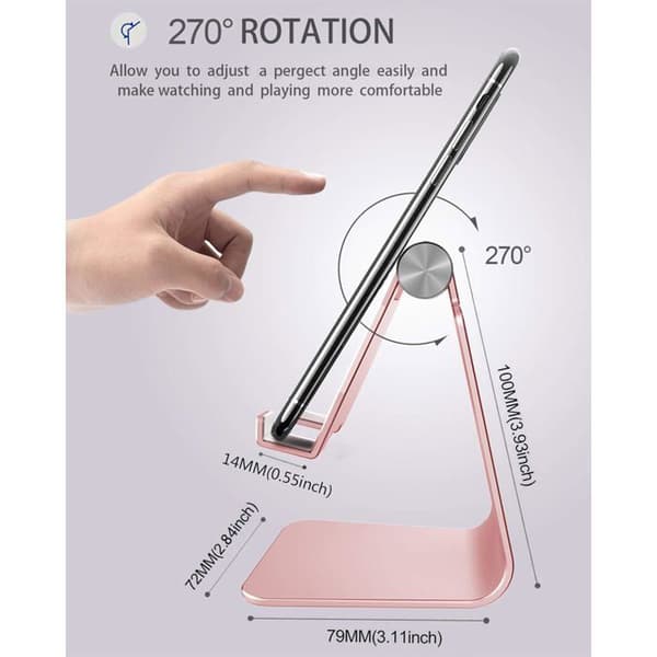 Rose Gold Mobile Phone Stand with Adjustable Multi-Angle. Compatible with iPhone 6-16/Samsung S9-S10, Optimal Stability.