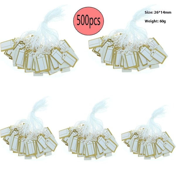 1500 pakke hvite prisetiketter, etiketter, salgsetiketter Hengetiketter Etikett for butikker, smykker, varer, garasjesalg
