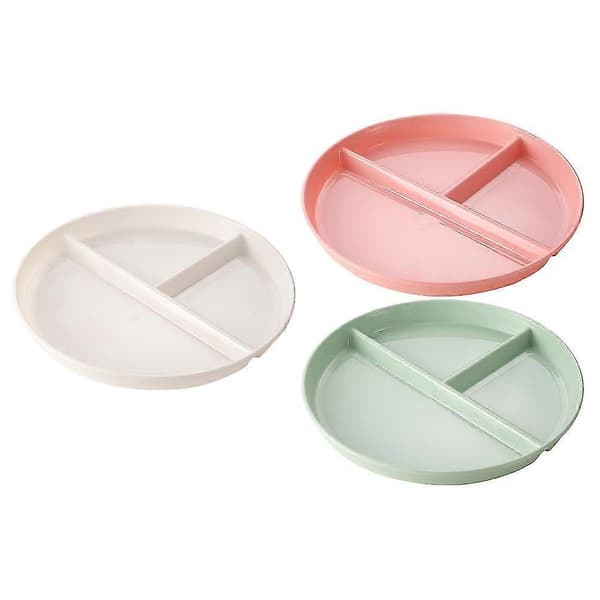 3-pack Portion Control Plates Three-Compartment Fruit Food Plates Divided Dinner Plates for Diet