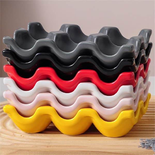 Ceramic Egg Tray, 12-Slot Refrigerator Organizer — For Kitchen and Dining (12-Slot - Black)