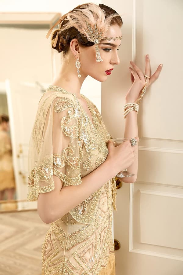 1920-luvun Gatsby-sulkapanta, sulkakruunu, Gatsby Flapper -asuste