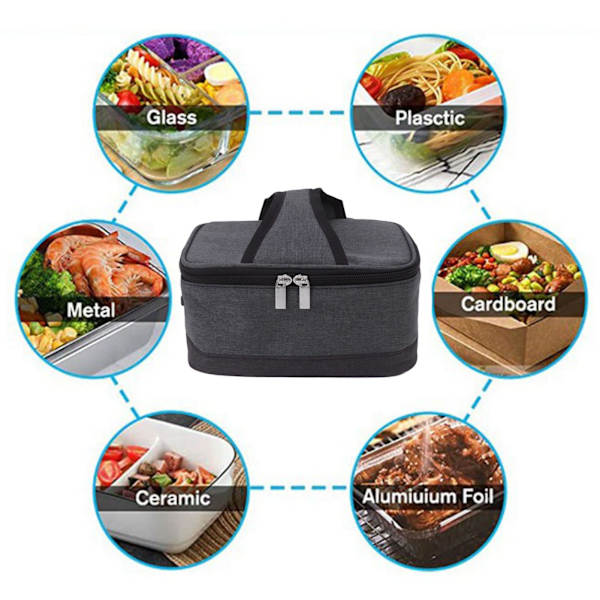 Bärbar ugn, elektrisk lunchlåda matvärmare USB konstant värmeisoleringsväska uppvärmd lunchlåda väska(grå)