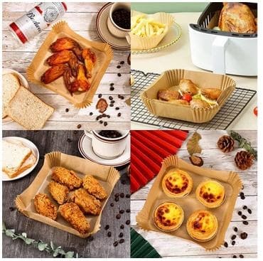 Square 100-pack Air Fryer Papers - Brown 20 x 20 cm