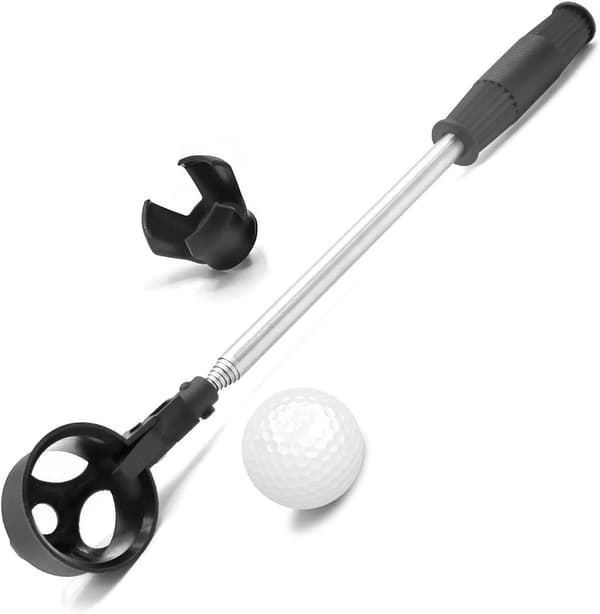 Golfboldopsamler i rustfrit stål, teleskopisk golfboldopsamler til vand