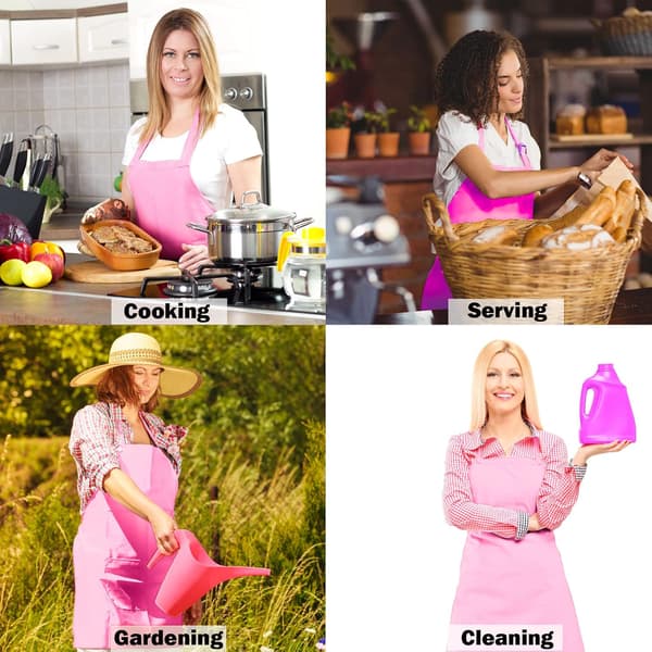 Set med 4 kockförkläden, svart vattentätt förkläde med 2 fickor, justerbart köksförkläde, kök Rosado Rosado