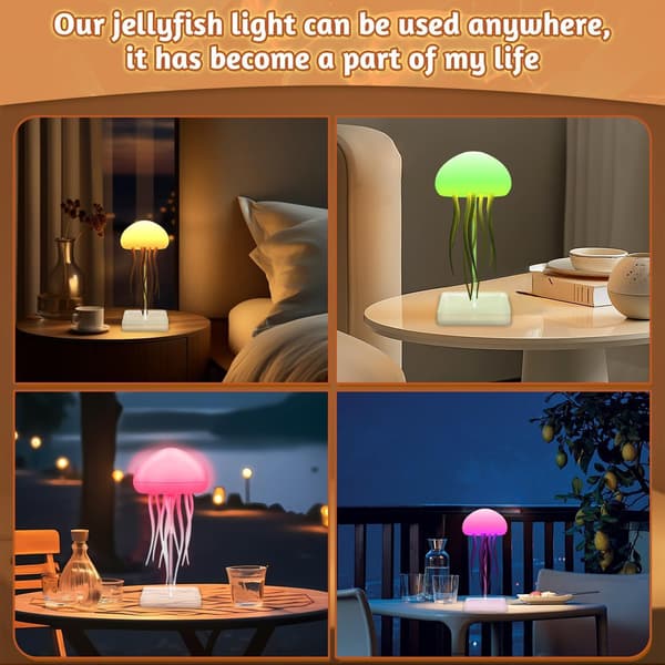 Manetlampa med RGB-gradientbelysning, animerade ben och touchsensor, lämplig för sovrum och vardagsrum.