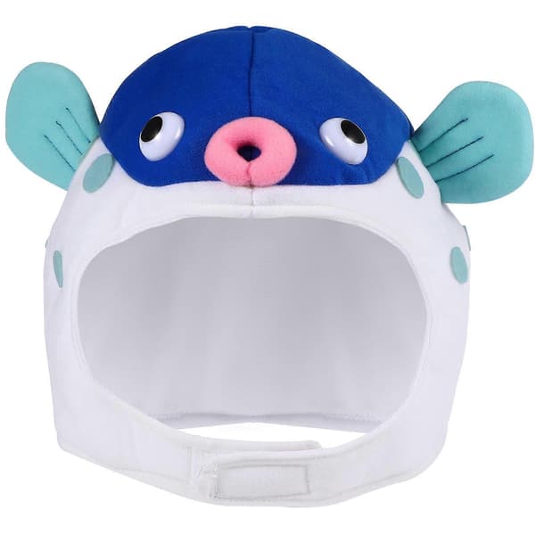 Puffer Fish Halloween Costume Hat Plush Blue Party Hat for Adults