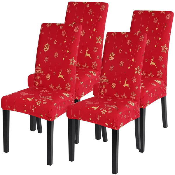 Julestoltrekk Sett med 4 Elastiske stoltrekk Universal Moderne Jul Festlig Slipcover Decoration Protector