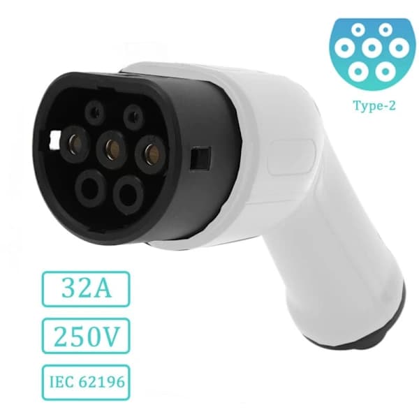 EV + Charging Cable Socket for Electric Car Type 2 IEC 62196, Replacement Socket for EV Charging Cable, 32A IP44 Protection EU 250V