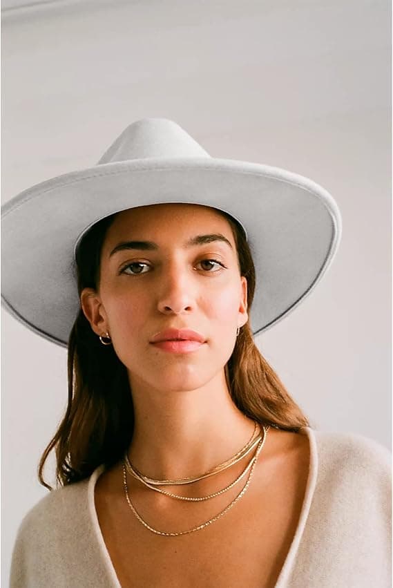 Dame Bælte Spænde Fedora Hat Klassisk Bred Skygge Filt Panama Hat