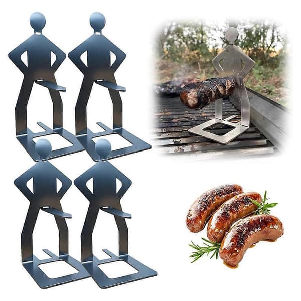 Pølseholder i rustfrit stål til grillning, bærbar grillholder til camping 2 stk. 2pcs