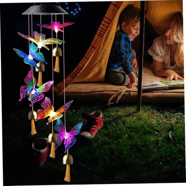 1. perhonen LED-tuulikello, puutarha-aurinkoperhostuulikello