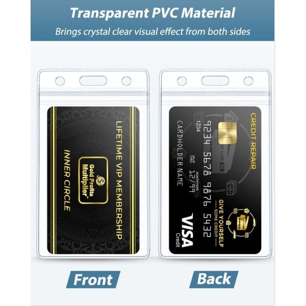 20 st vertikala ID-korthållare vattentäta transparenta kortfodral