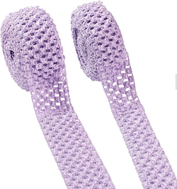 2 ruller 5m/rull flat elastisk polyesterbånd lilla hulfiber 40mm 55mm hårstrikker pannebånd klesplagg tilbehør for båndsøm blonder Lilac