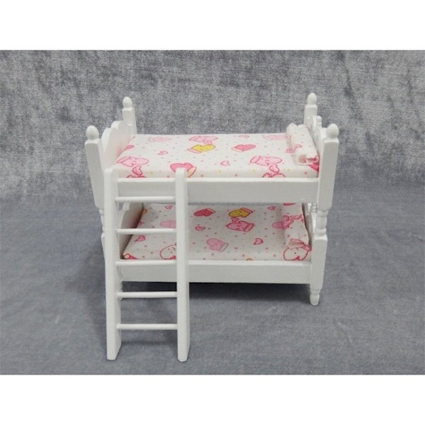 1:12 Handmade mini White Miniature double Bedroom Furniture Bunk Bed Ladder Bunk Beds Room Furniture Accessories