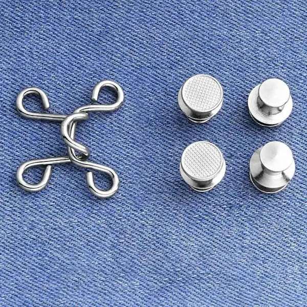 20 Stykker Justerbare Midjebåndsforlengere Sett Jeansforlengere Midjebåndsforlengere Knapp for Bukser Justerbar Jeansknapp