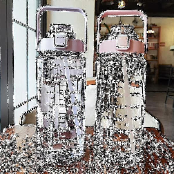 2L Portable Large Capacity Water Bottles Workout Water Jug with Time Marker