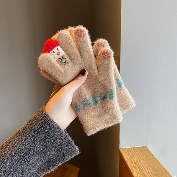Vinterhandsker til kvinder, termohandsker, Yeti-strikkede handsker, forede handsker til koldt vejr