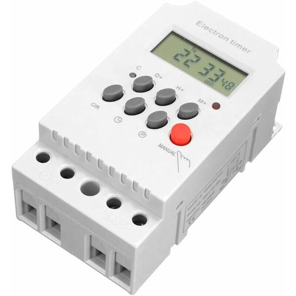 AC 220V 25A Digital Programmerbar Timer Din-skinne Elektronisk Timer Tidsbryter Kontroller med LCD-display Klokke - Hvit