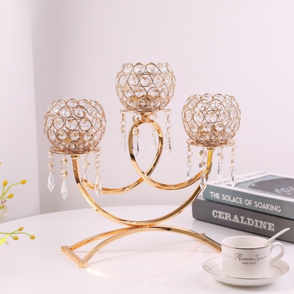 3-armede glas lysestager Skåle Lysestager Lysestager Ornamenter til bryllup spisebord Julefest centerpieces (guld)