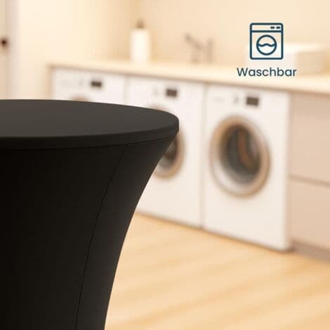Washable Cover for Table, Round High Table Cover, Protective Tablecloth for Bar, Wedding Banquet Table, High Bistro Cocktail Table (Black, 8[DB])