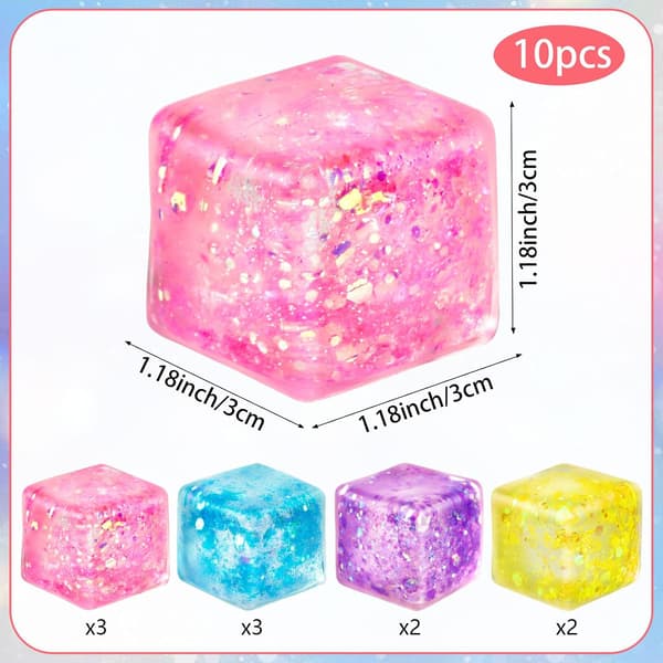 10-pack stresskuber, squishy-bollar, sensoriska klämleksaker för barn, tonåringar och vuxna, för stresslindring hemma, i skolan