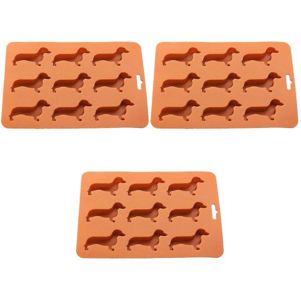 3 stk Dachshund Hundeformet Silikon Isbitformer og Brett 3pcs