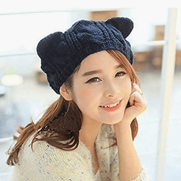 Dame Basker Twist Vinter Strikket Hat Japansk