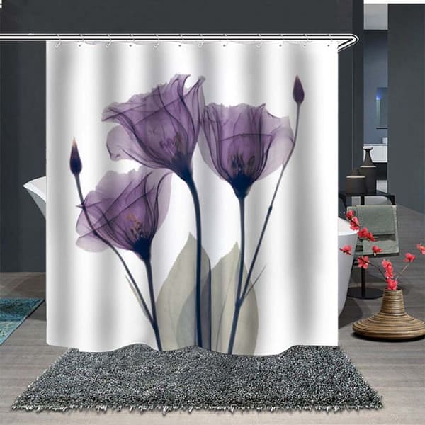 Vattentätt duschdraperi blomma 180 x 180 cm vattentätt polyestertyg duschdraperi med 12 krokar för heminredning