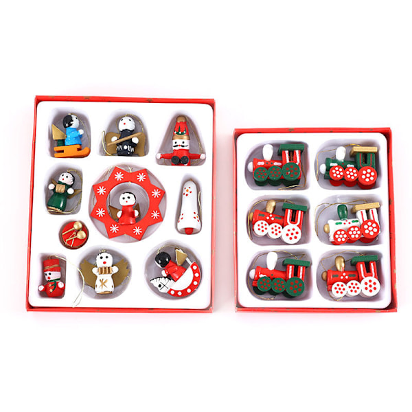 2-pack Julpynt Miniatyr Ornament Kit Julpynt Julgranshängande Ornament i Trä för Julgran Heminredning