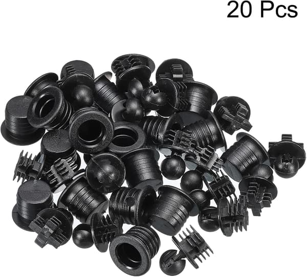 Højttalergrillstyr i plast, sort, diameter 10,6 mm, 20 stk.